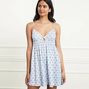 Hill House Size XS The Aurora Sleep Dress Pajamas PJs Blue White Floral‎ Stripe